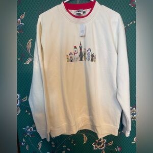 Cream Holiday Dog Crewneck Sweater